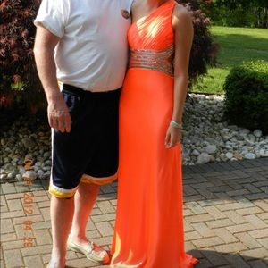 Bright orange prom dress size 0